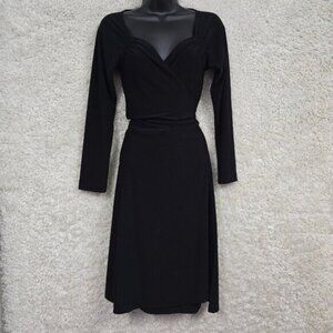 Norma Kamali Black M Long Sleeve Stretch Wrap Dress Career Office